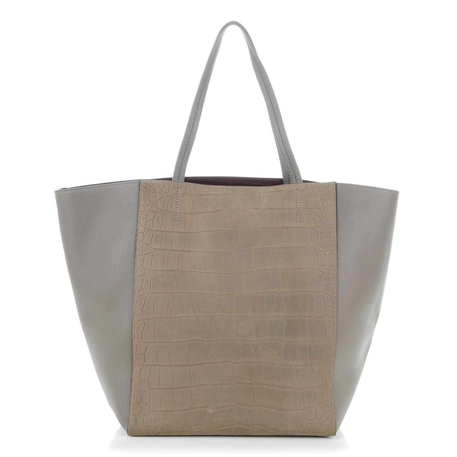 Celine Crocodile Embossed Calfskin Medium Horizontal Cabas Phantom Grey 1 of 8