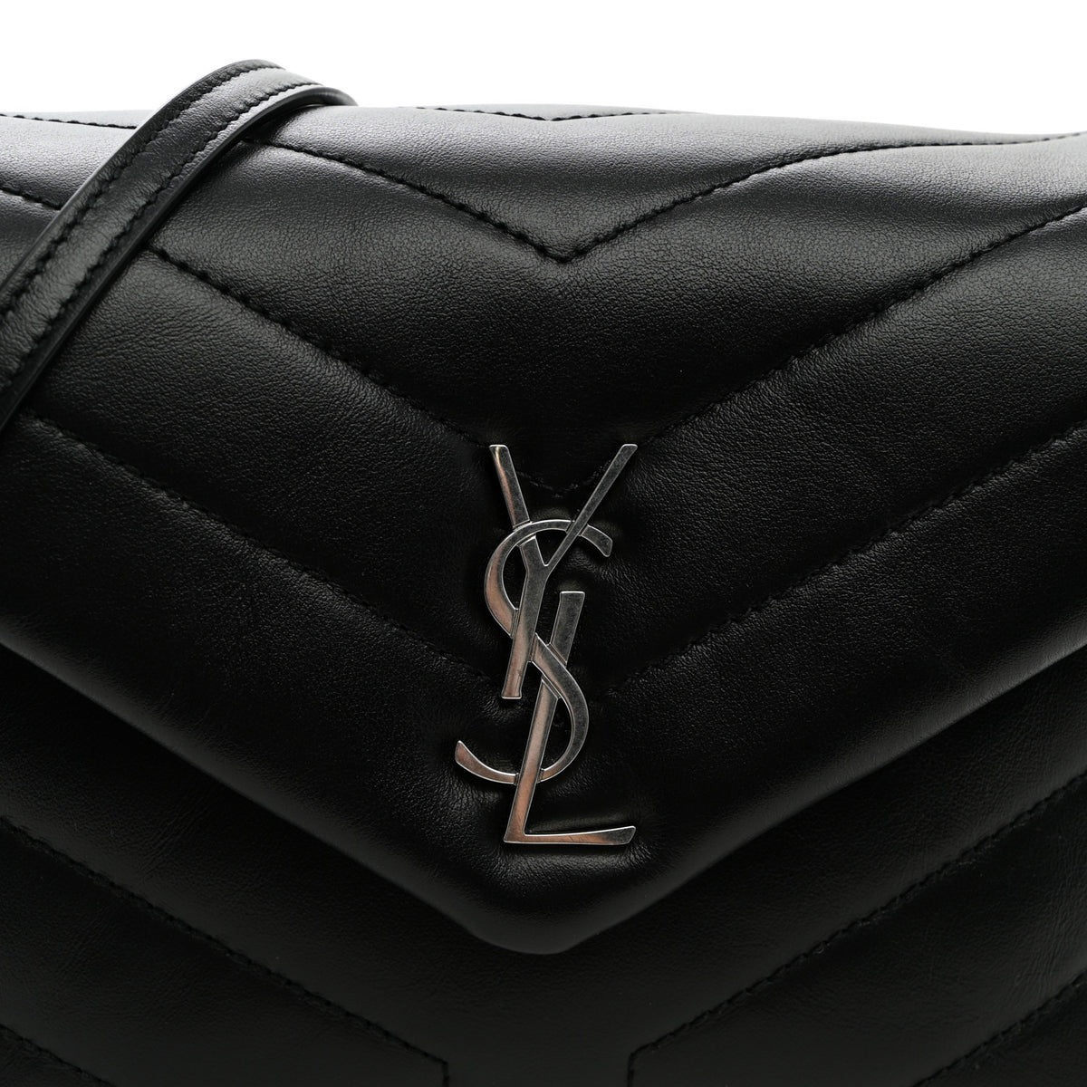 Saint Laurent Calfskin Y Quilted Monogram Toy Loulou Crossbody Bag Black 8 of 10