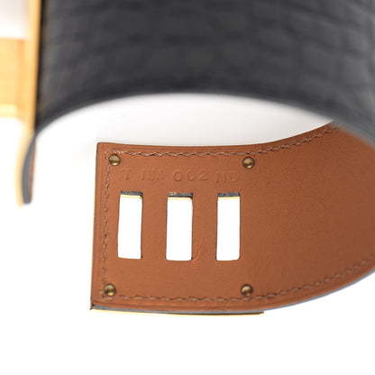 Hermes Shiny Alligator Kelly Dog Cuff Black 4 of 4