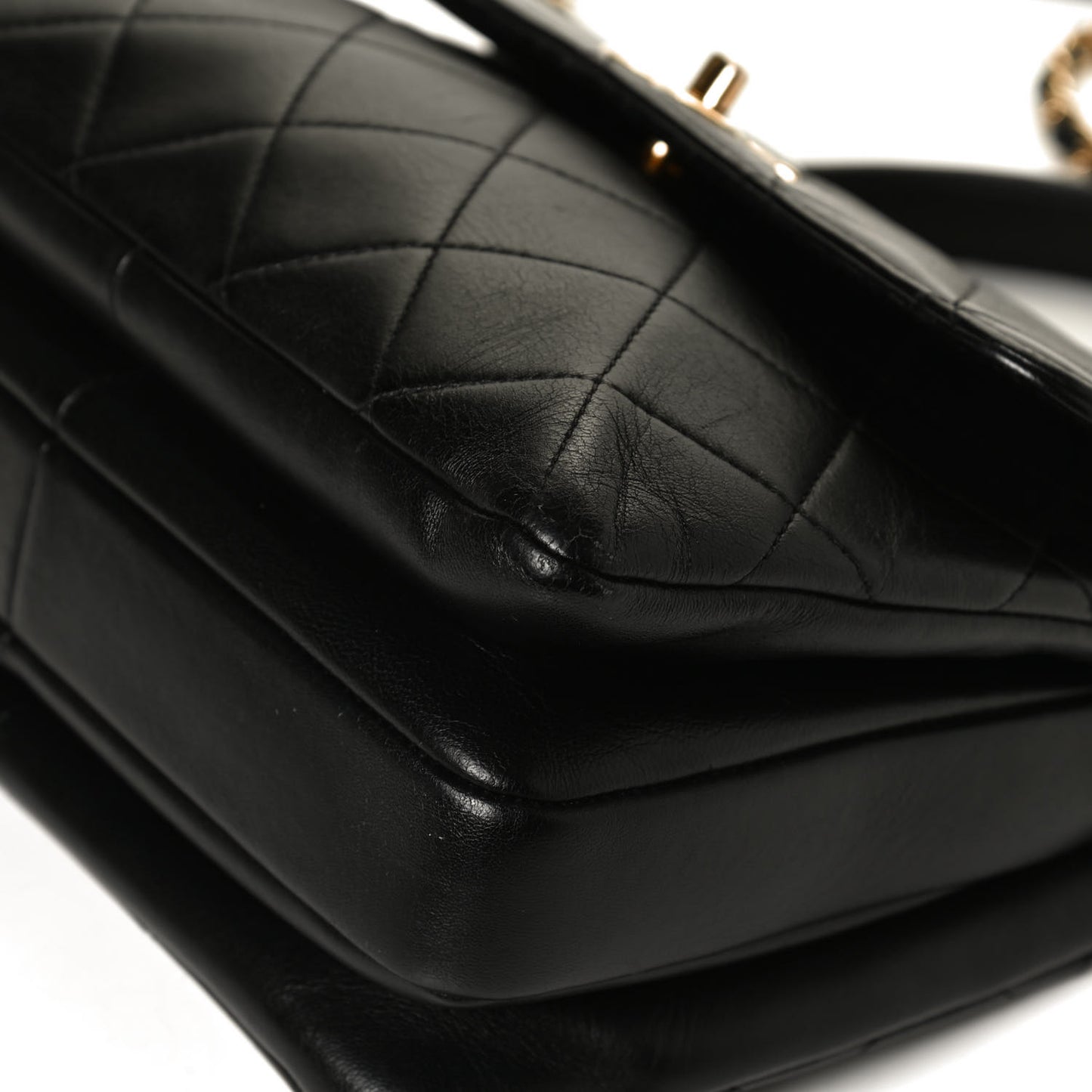 Lambskin Quilted Small Trendy CC Dual Handle Flap Bag Black