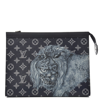 Louis Vuitton Savane Monogram Chapman Lion Pochette Voyage MM Ink 1 of 6