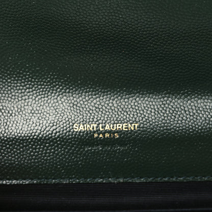 Saint Laurent Grain De Poudre Textured Mixed Matelasse Triquilt Monogram Clutch Vert Fonce 7 of 10