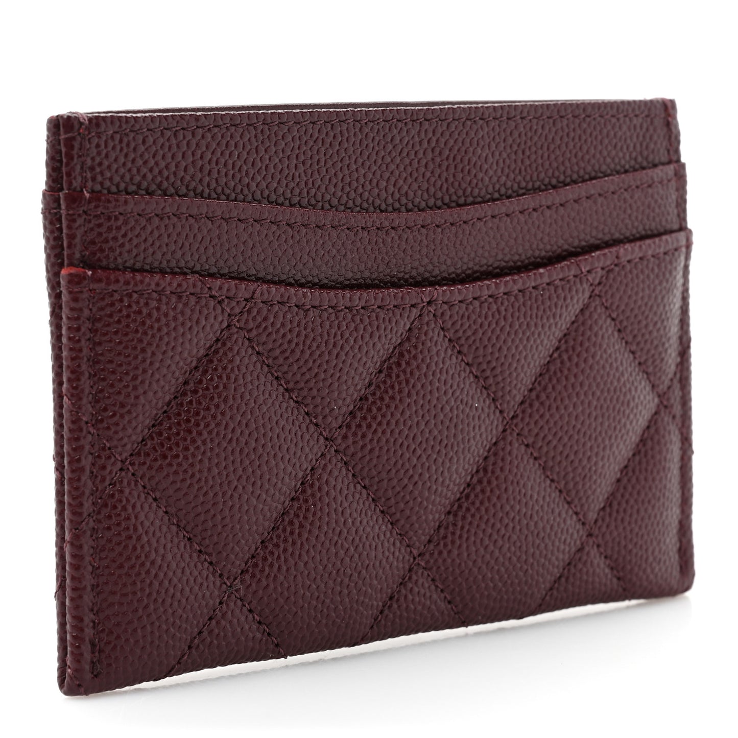 Caviar Quilted Card Holder Burgundy