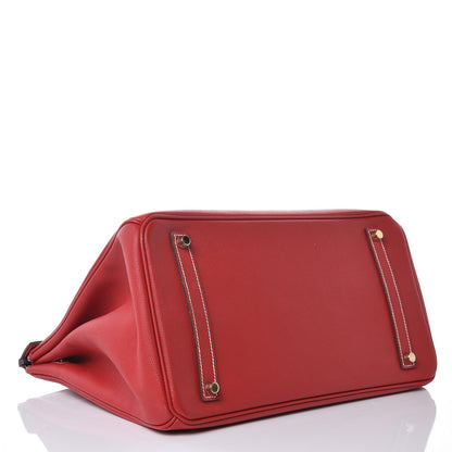 Hermes Epsom Candy Birkin 35 Rouge Casaque Bleu Thalassa 5 of 39