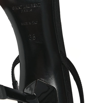 Saint Laurent Crepe Satin Rendez Vous Slingback Sandals  38 Black 7 of 8
