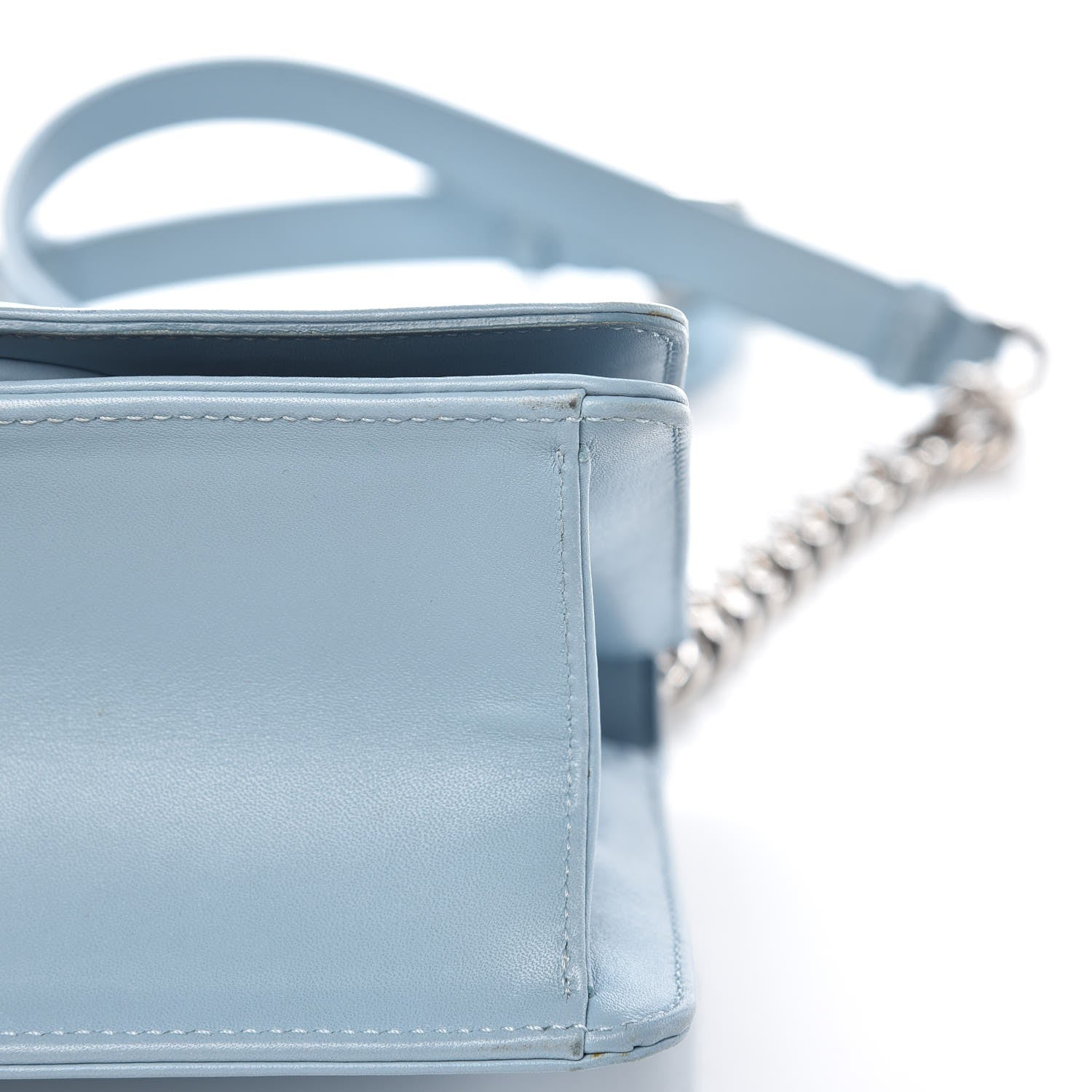 Christian Dior Glossy Calfskin Shagreen Badge Diorama Club Bag Ice Blue 7 of 8