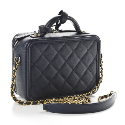 Chanel Caviar Quilted Small CC Filigree Vanity Case Navy 2 of 15