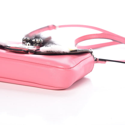 Fendi Nappa Rabbit Fox Fur Micro Buggie Baguette Rosa Fluo Multicolor 11 of 11