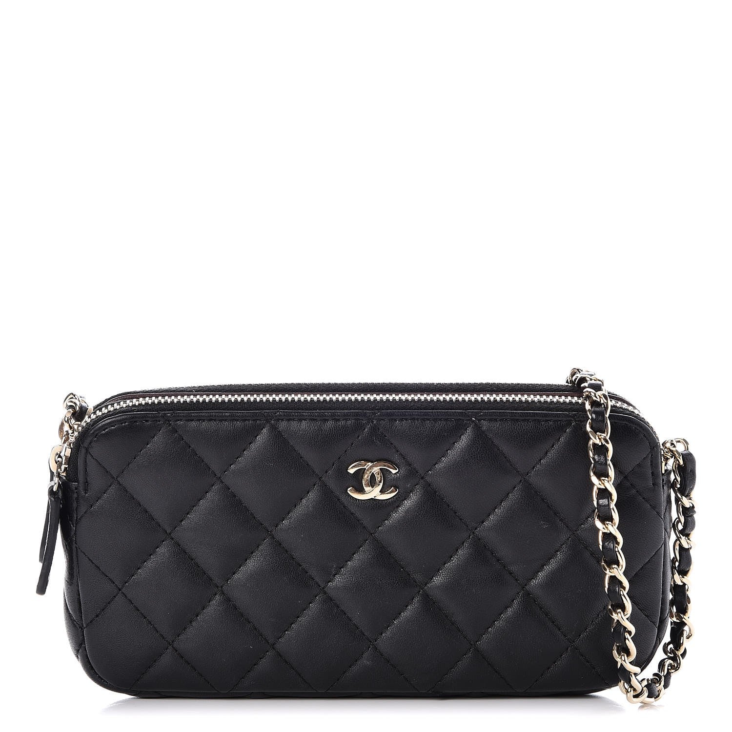 Chanel Lambskin Quilted Small Clutch With Chain Black 1 of 9