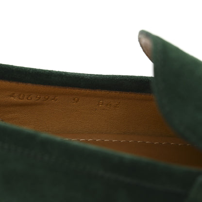 Gucci Suede Horsebit Mens Jordaan Loafers 9 Green 9 of 9