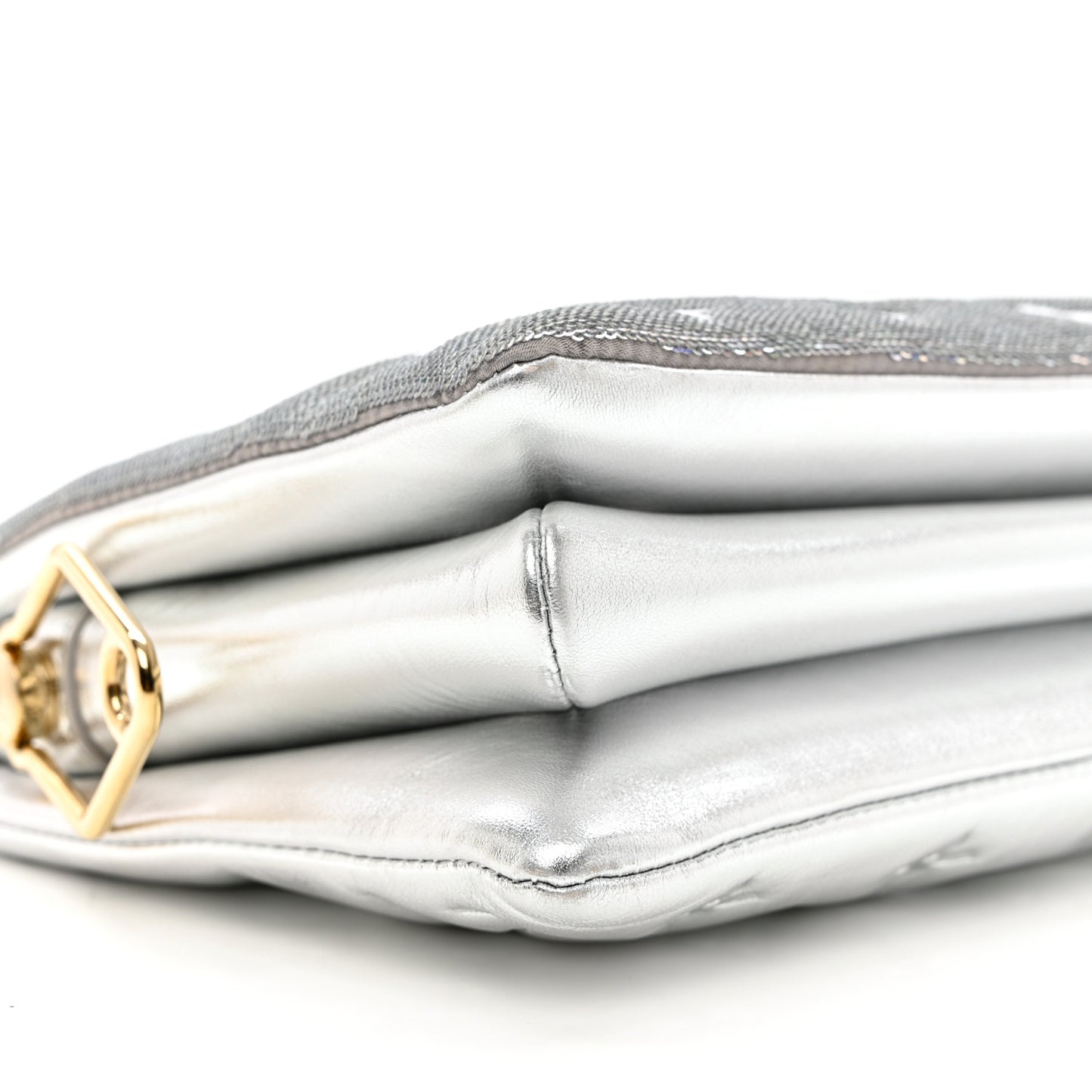 Satin Sequin Embroidered Monogram Coussin BB Silver