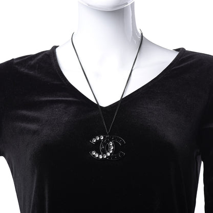 Chanel Ruthenium Crystal CC Necklace Black 2 of 5