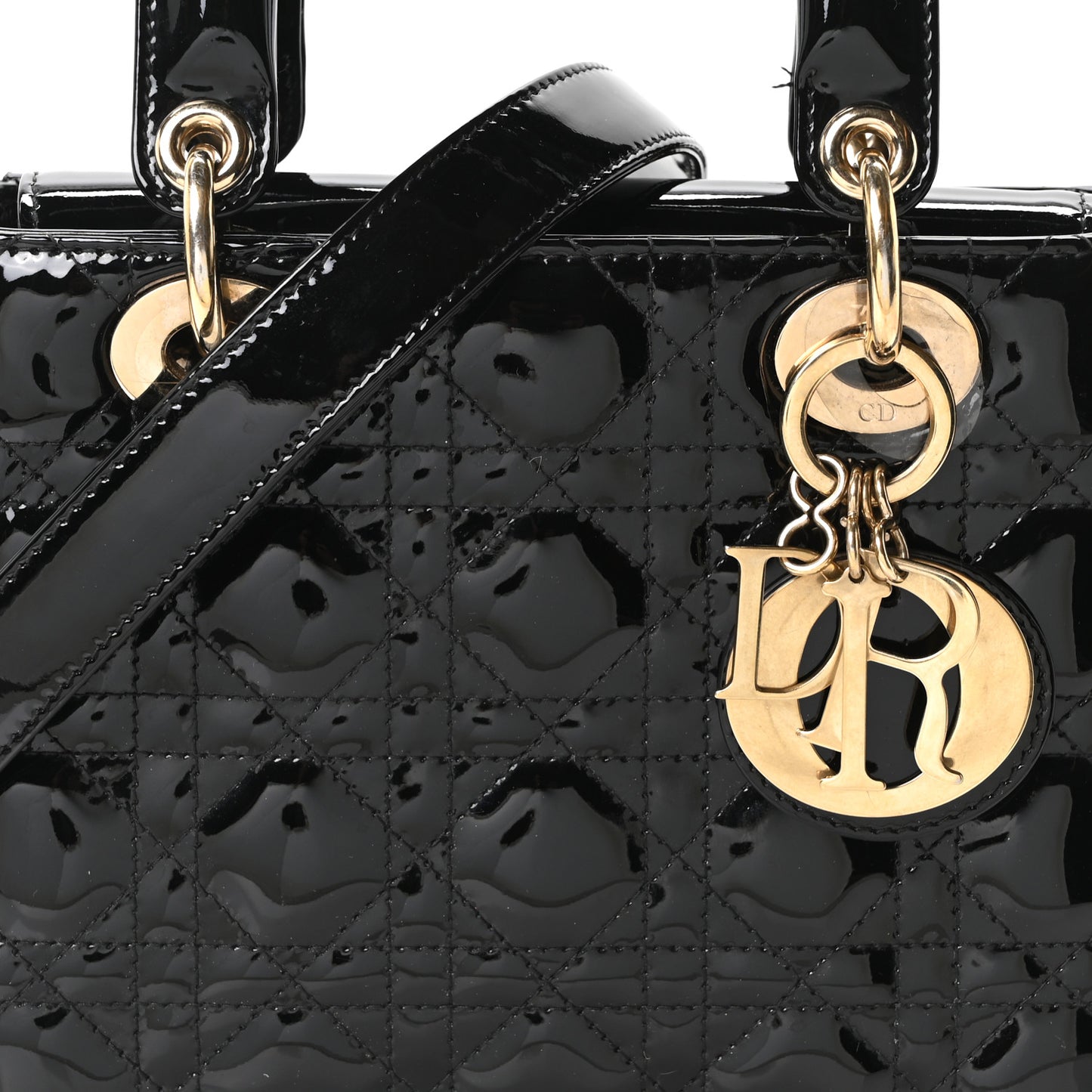 Patent Cannage Small Lady Dior Black