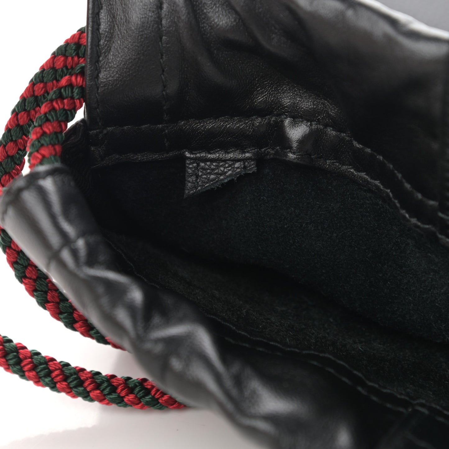 Calfskin Logo Drawstring Backpack Black