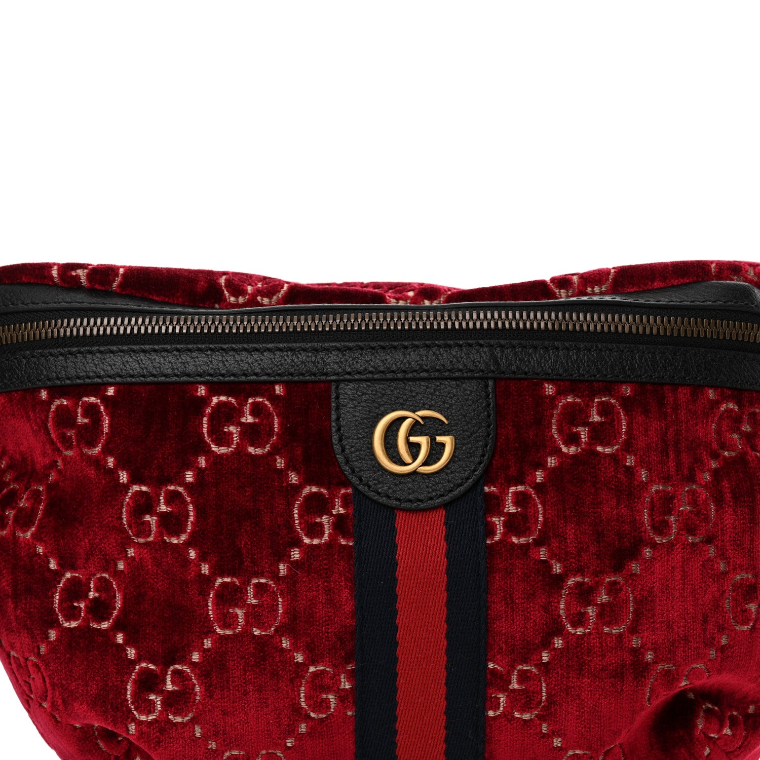 Gucci GG Monogram Velvet Belt Bag Red Cipria 8 of 10