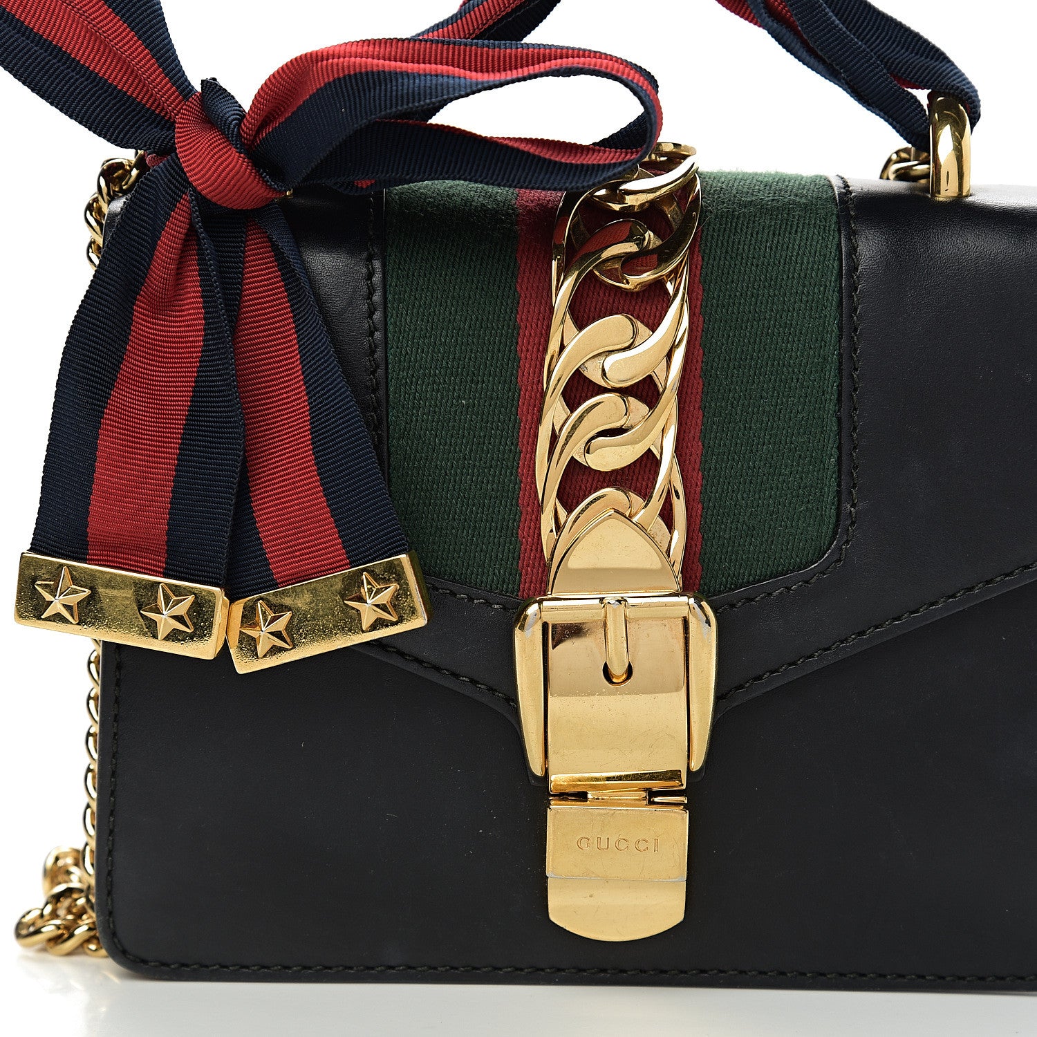 Gucci Calfskin Mini Sylvie Chain Shoulder Bag Black 17 of 17