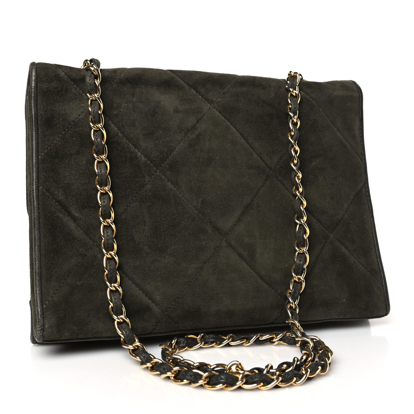 Suede Quilted Mini Flap Green
