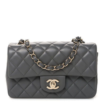 Chanel Lambskin Quilted Mini Rectangular Flap Grey 1 of 12