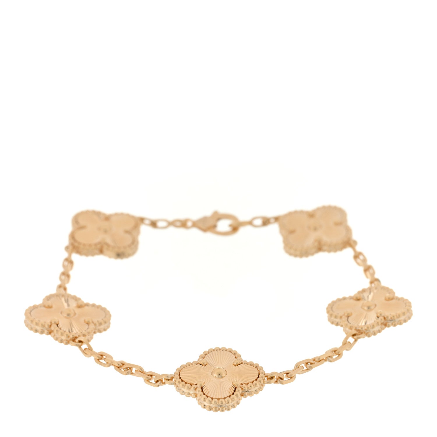 Van Cleef & Arpels 18K Yellow Gold 5 Motifs Guilloche Vintage Alhambra Bracelet 1 of 3