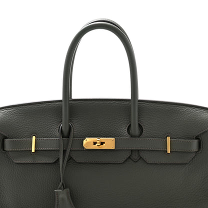Hermes Taurillon Clemence Birkin 35 Vert De Gris 8 of 12