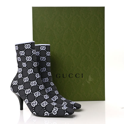 Gucci Technical Jersey Knit GG Monogram Square G 75mm Ankle Boots 37 Black Great White 8 of 8