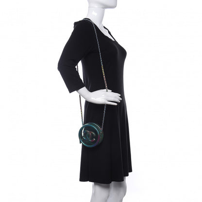 Chanel PVC Calfskin Lambskin Quilted Round Filigree Clutch With Chain Green 2 of 11