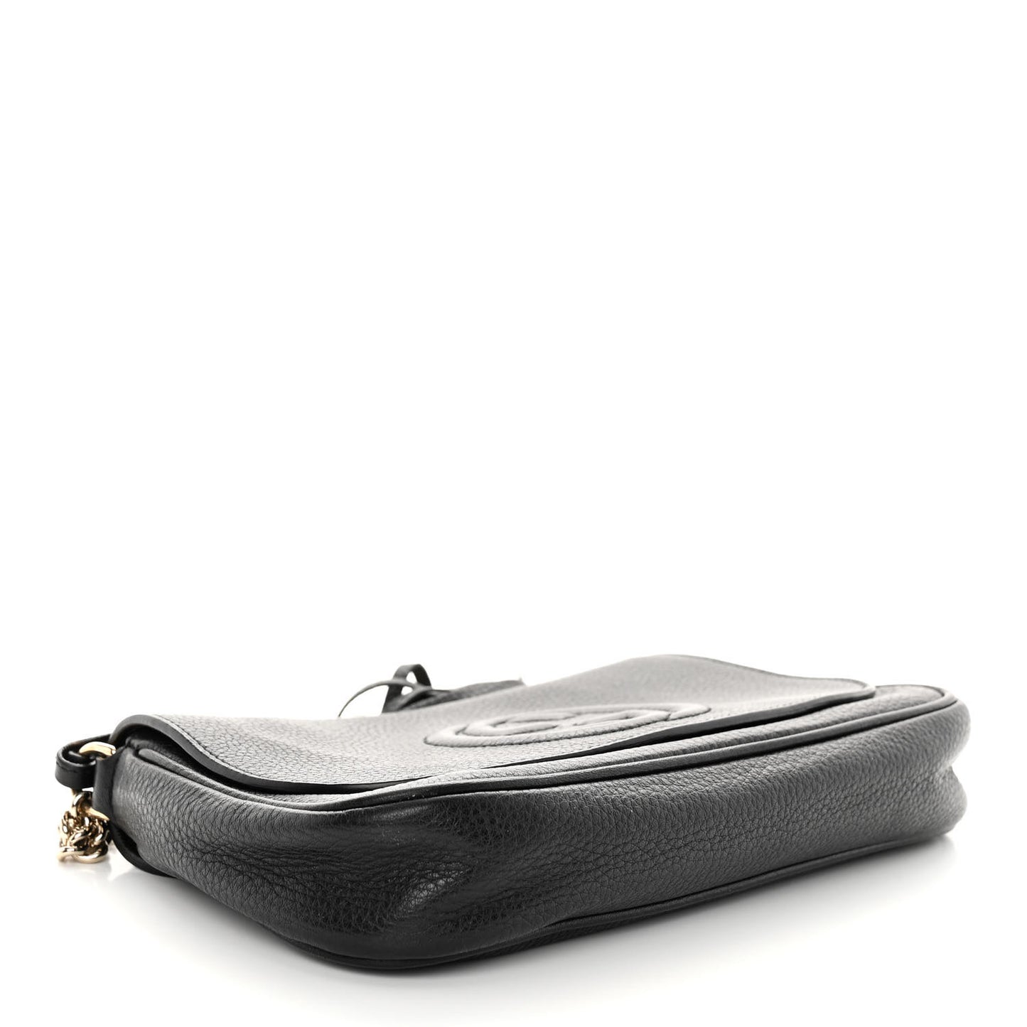 Pebbled Calfskin Medium Soho Flap Crossbody Black