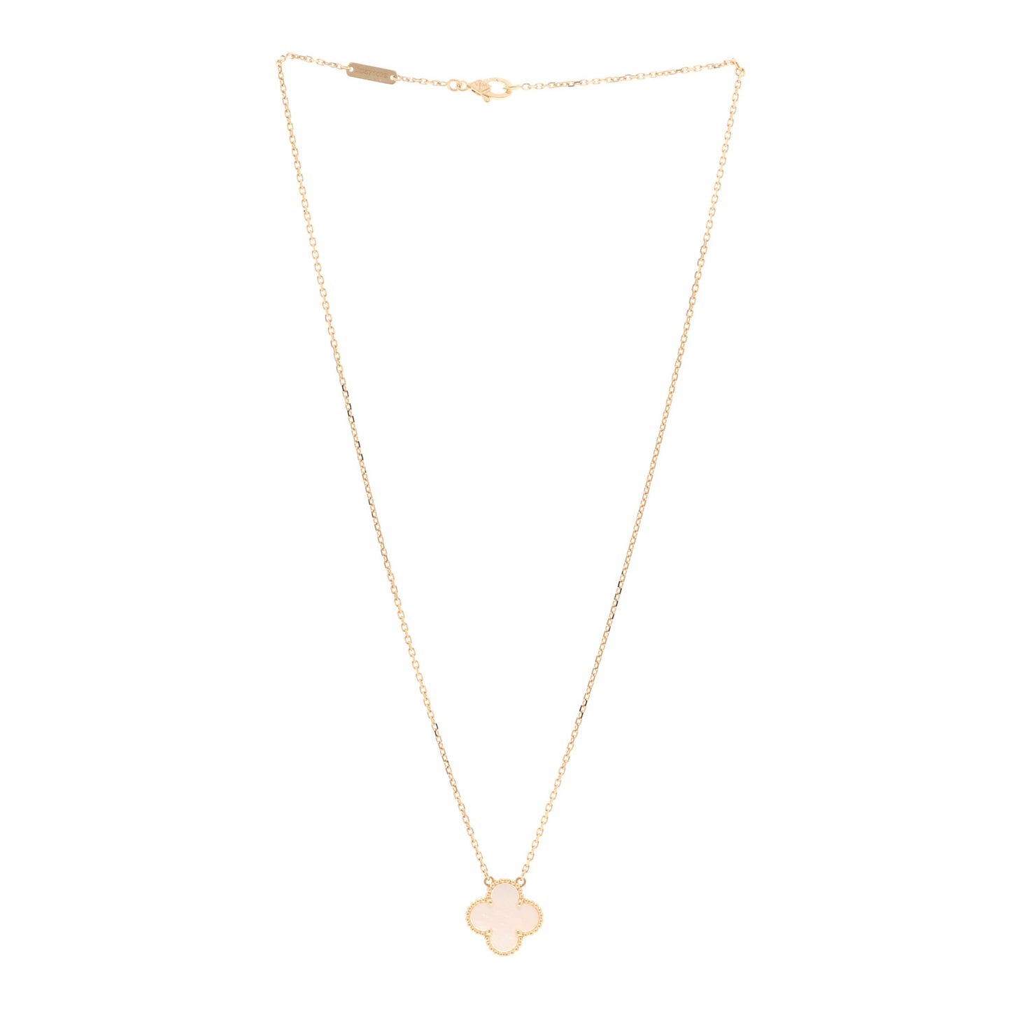 18K Yellow Gold Mother of Pearl Vintage Alhambra Pendant Necklace