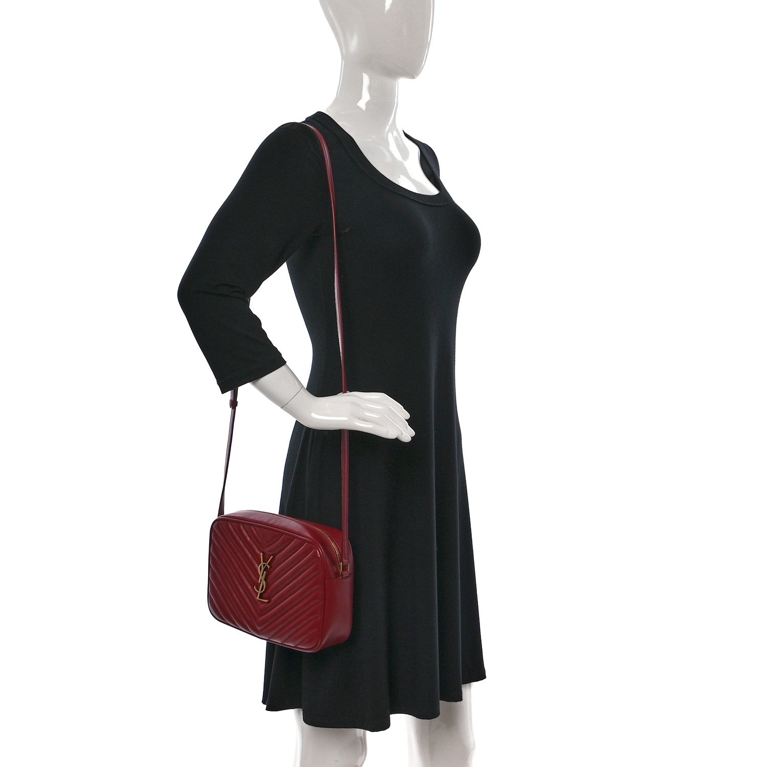 Saint Laurent Calfskin Matelasse Monogram Lou Camera Bag Opyum Red 2 of 9