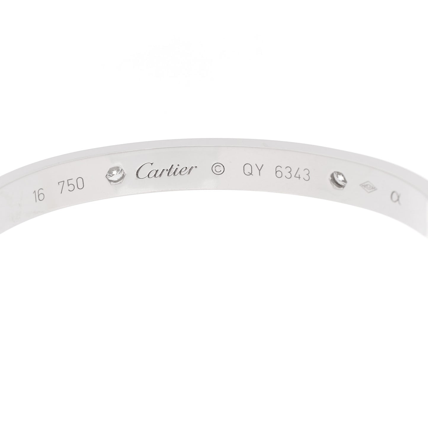 18K White Gold 4 Diamond LOVE Bracelet 16