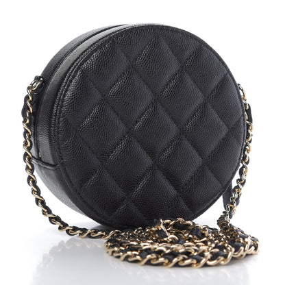 Chanel Caviar Quilted Round Clutch With Chain Black 3 of 10