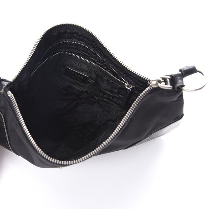 Prada Tessuto Light Nylon Soft Calf Shoulder Bag Black 5 of 11