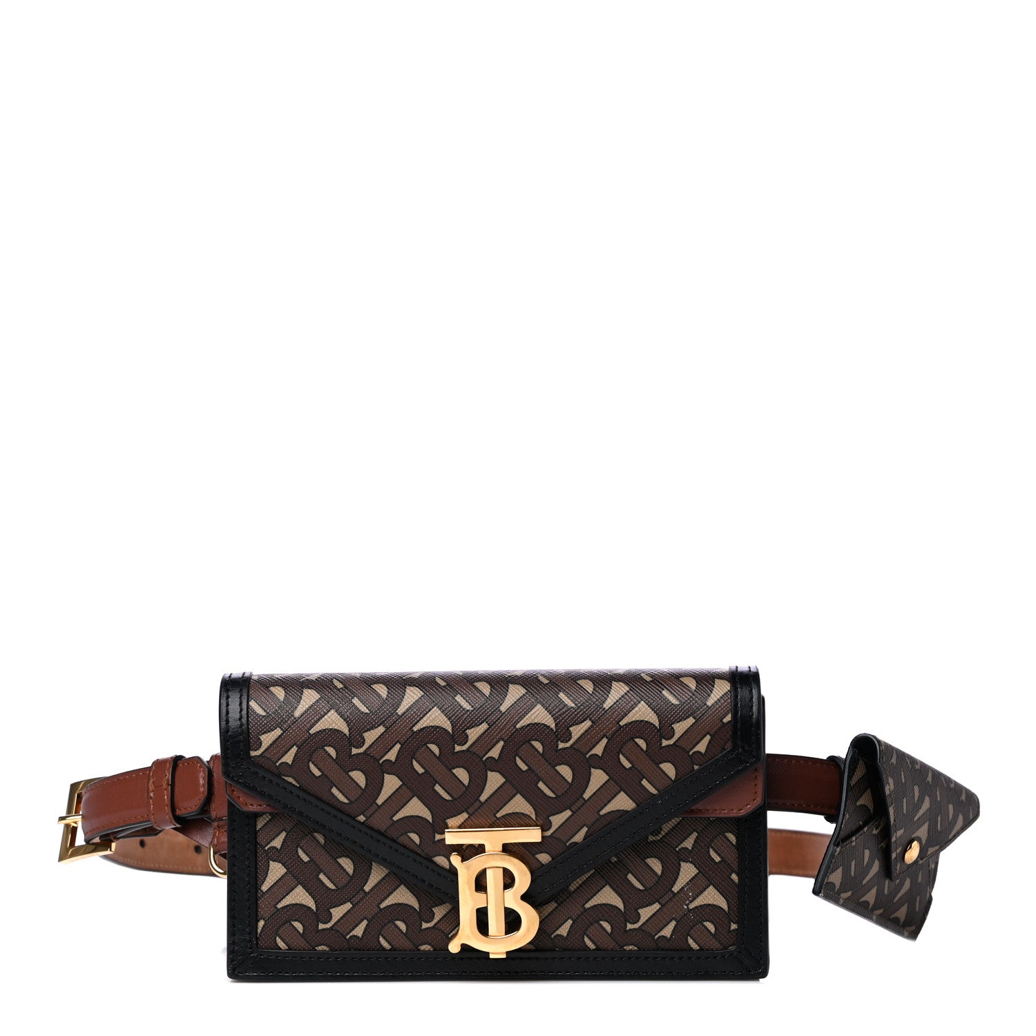 Burberry E-Canvas Monogram TB Envelope Belt Bag Bridle Brown 1 of 12