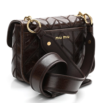 Miu Miu Nappa Chevron Patchwork Flap Brown 3 of 19