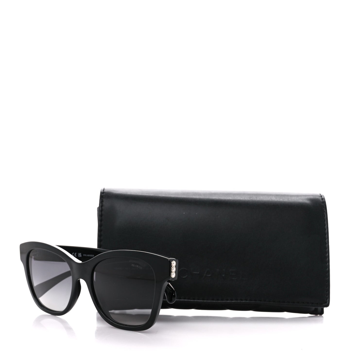 Acetate Polarized Pearl CC Square Sunglasses 5482-H Black