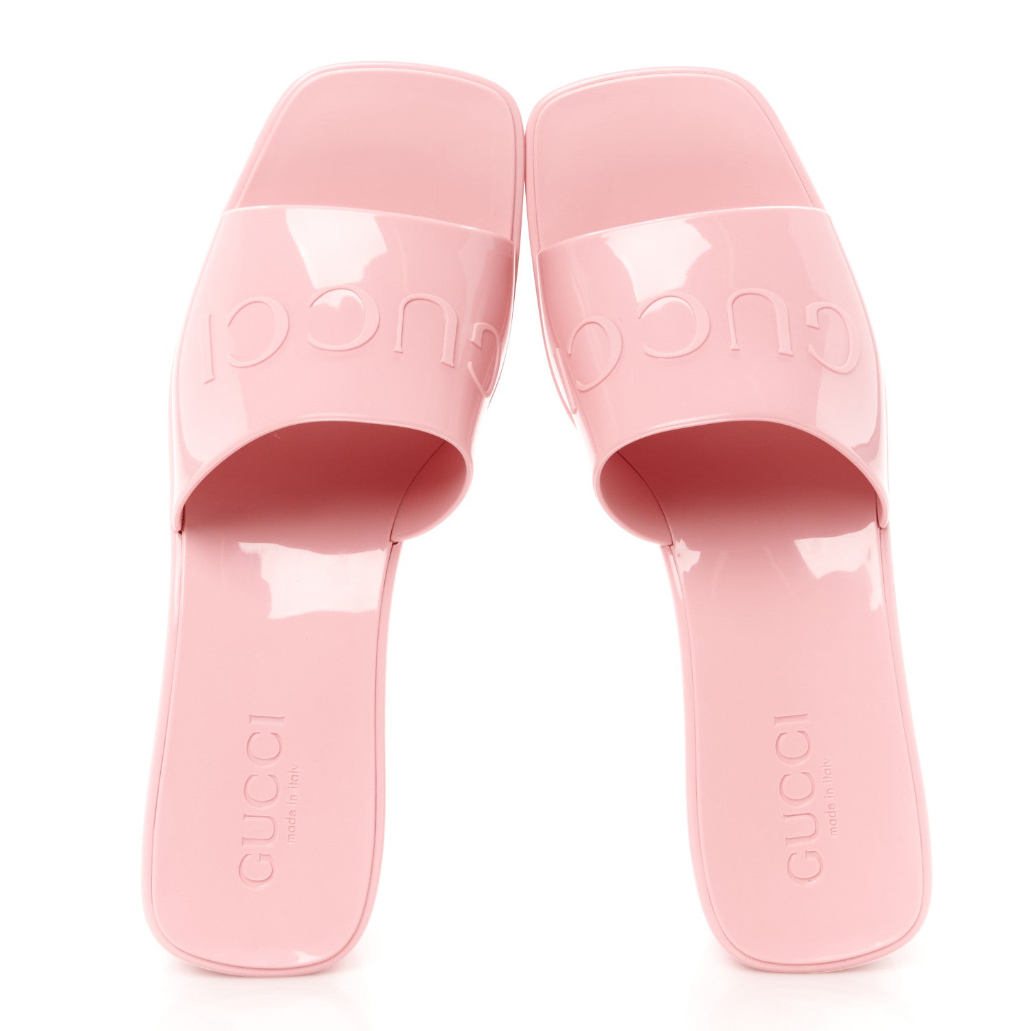 Gucci Rubber Gucci Logo Womens Platform 20/60mm Slide Sandals 36 Wild Rose 2 of 10