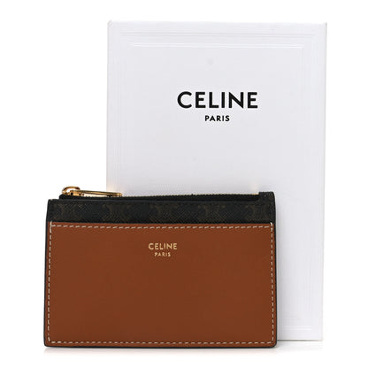 Celine Triomphe Canvas Zipped Card Holder Tan 8 of 8