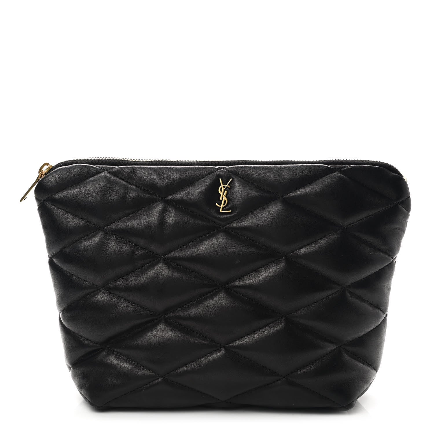 Saint Laurent Lambskin Monogram Medium Sade Puffer Pouch Black 1 of 7