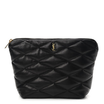 Saint Laurent Lambskin Monogram Medium Sade Puffer Pouch Black 1 of 7