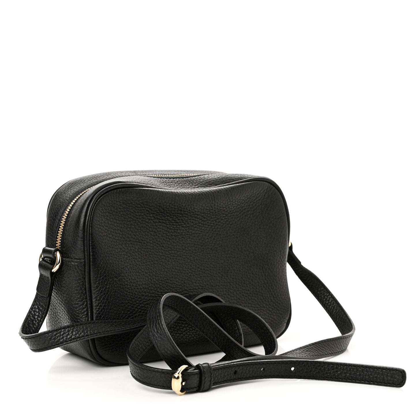 Pebbled Calfskin Small Soho Disco Bag Black