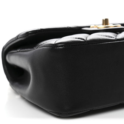 Chanel Shiny Lambskin Quilted Pearl Twist Mini Square Flap Black 9 of 11