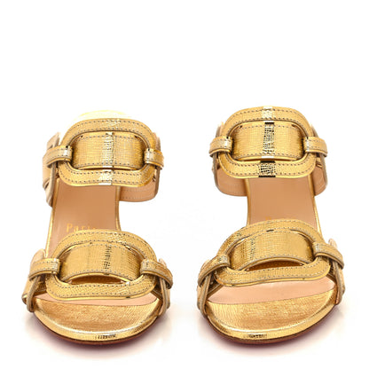 Christian Louboutin Lame Specchio Balistra 100 Slide Sandals 37.5 Gold 2 of 7