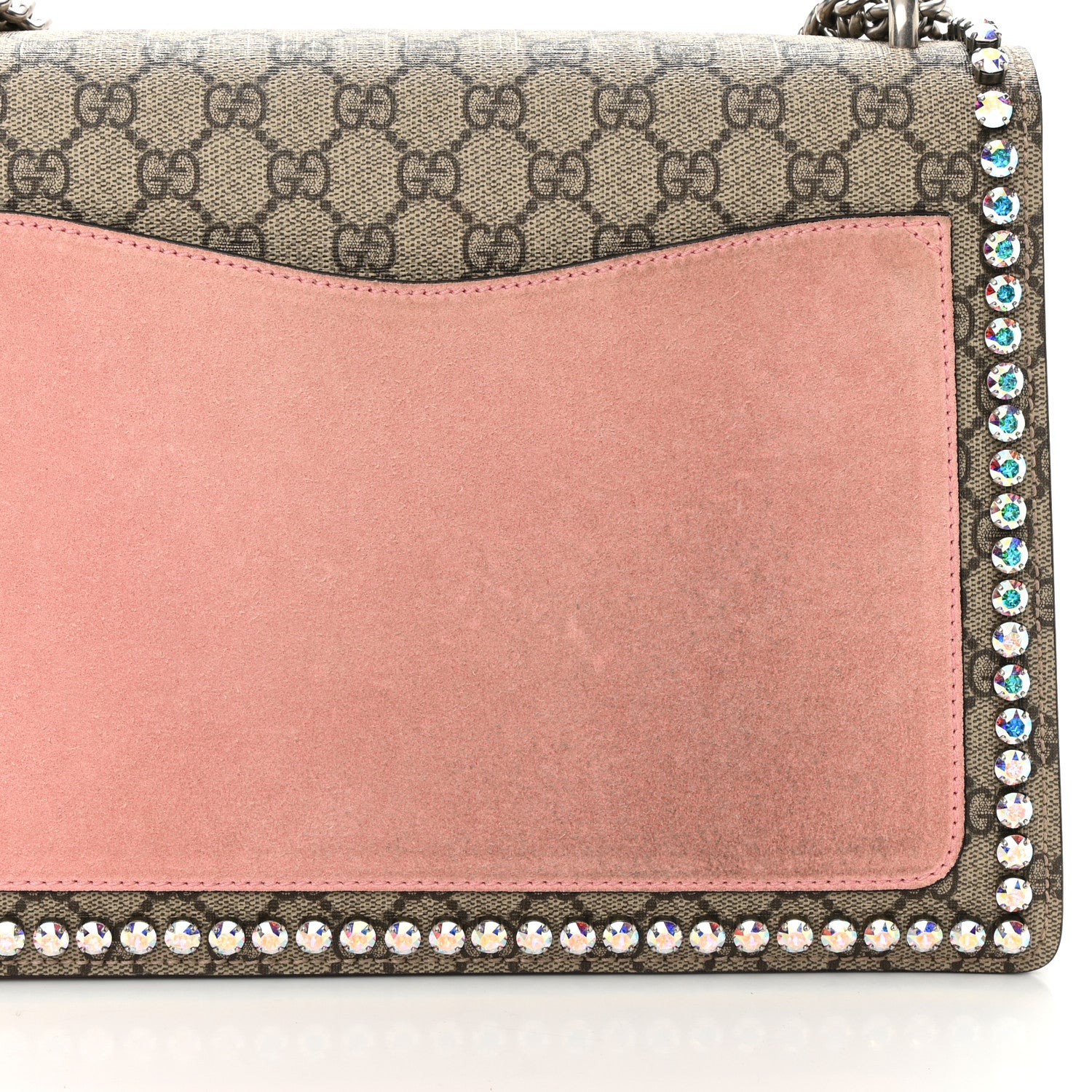 Gucci GG Supreme Monogram Suede Crystal Medium Dionysus Shoulder Bag Beige Ebony Light Peonia 17 of 17