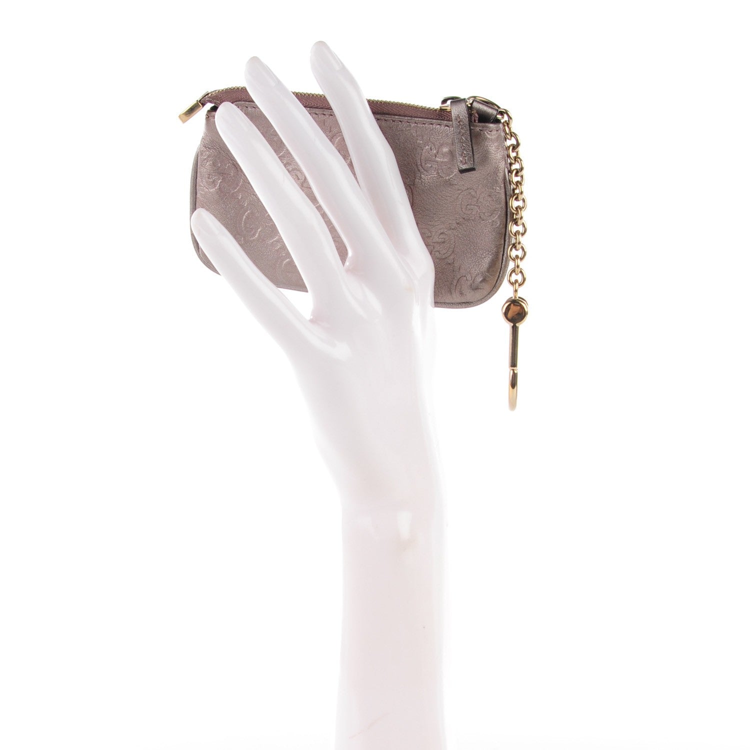 Gucci Metallic Guccissima Key Case Mauve 2 of 12