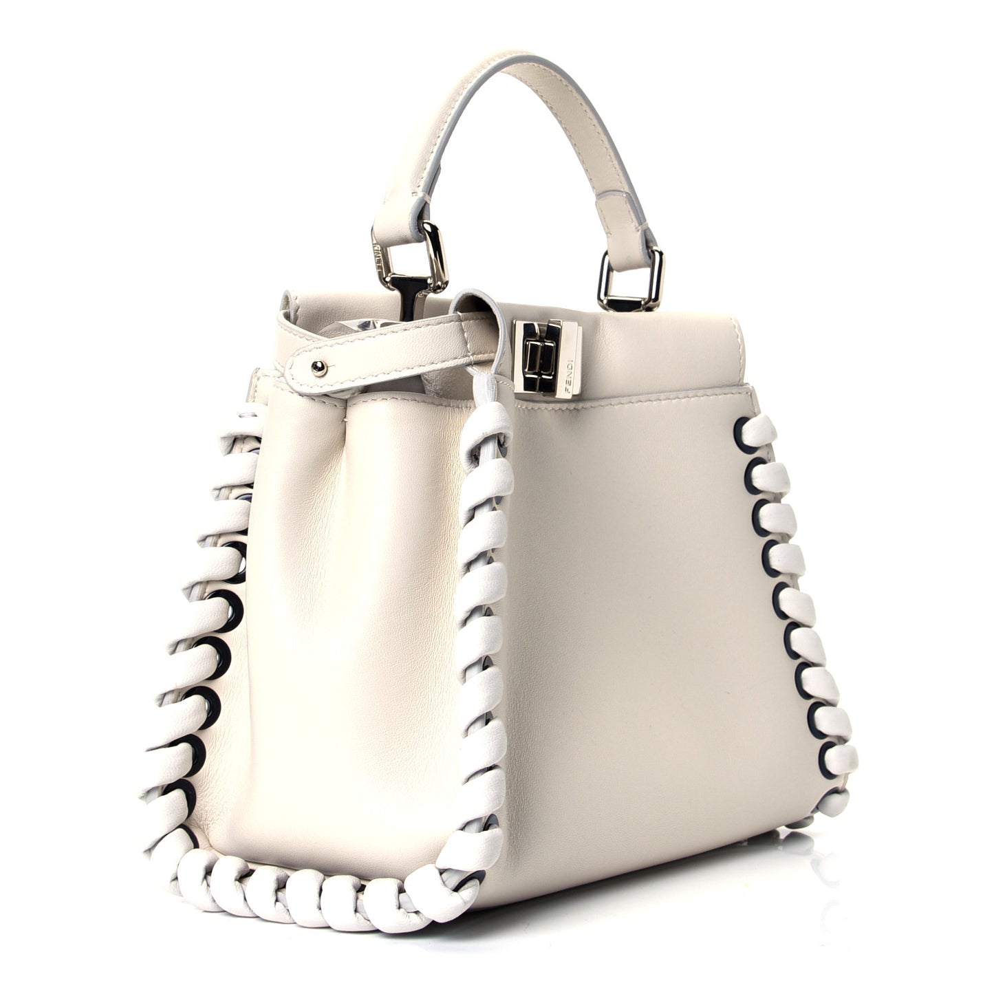 Nappa Lace Up Mini Peekaboo Iconic Satchel Bianco Carta