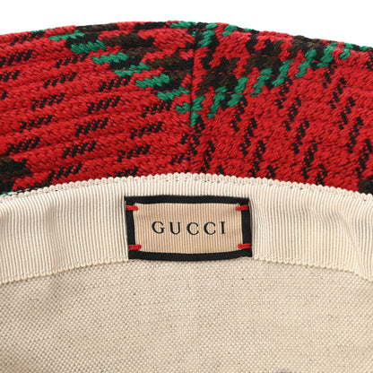 Gucci Tweed Wool Houndstooth Interlocking G Bucket Hat M Red Green 7 of 8