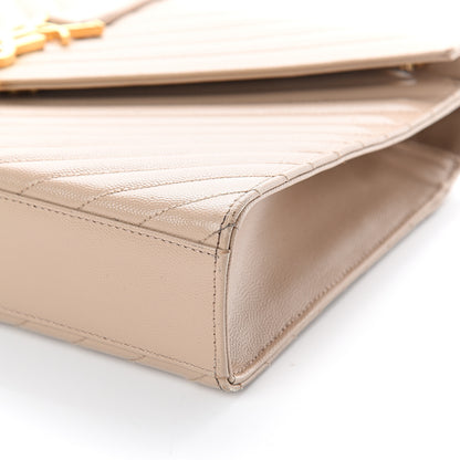 Saint Laurent Grain De Poudre Matelasse Chevron Large Monogram Satchel Beige 7 of 7