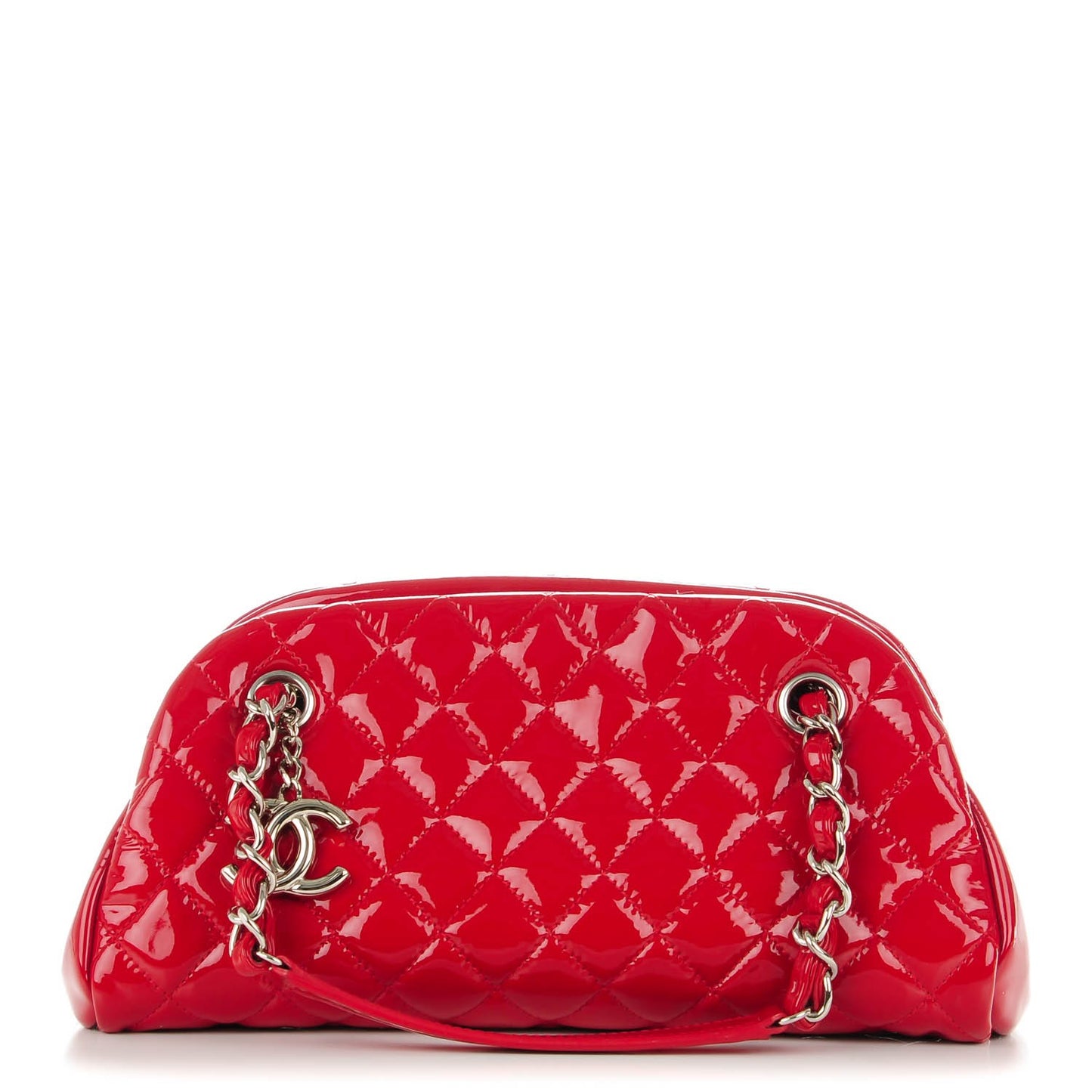 Patent Quilted Small Just Mademoiselle Bowling Bag Red