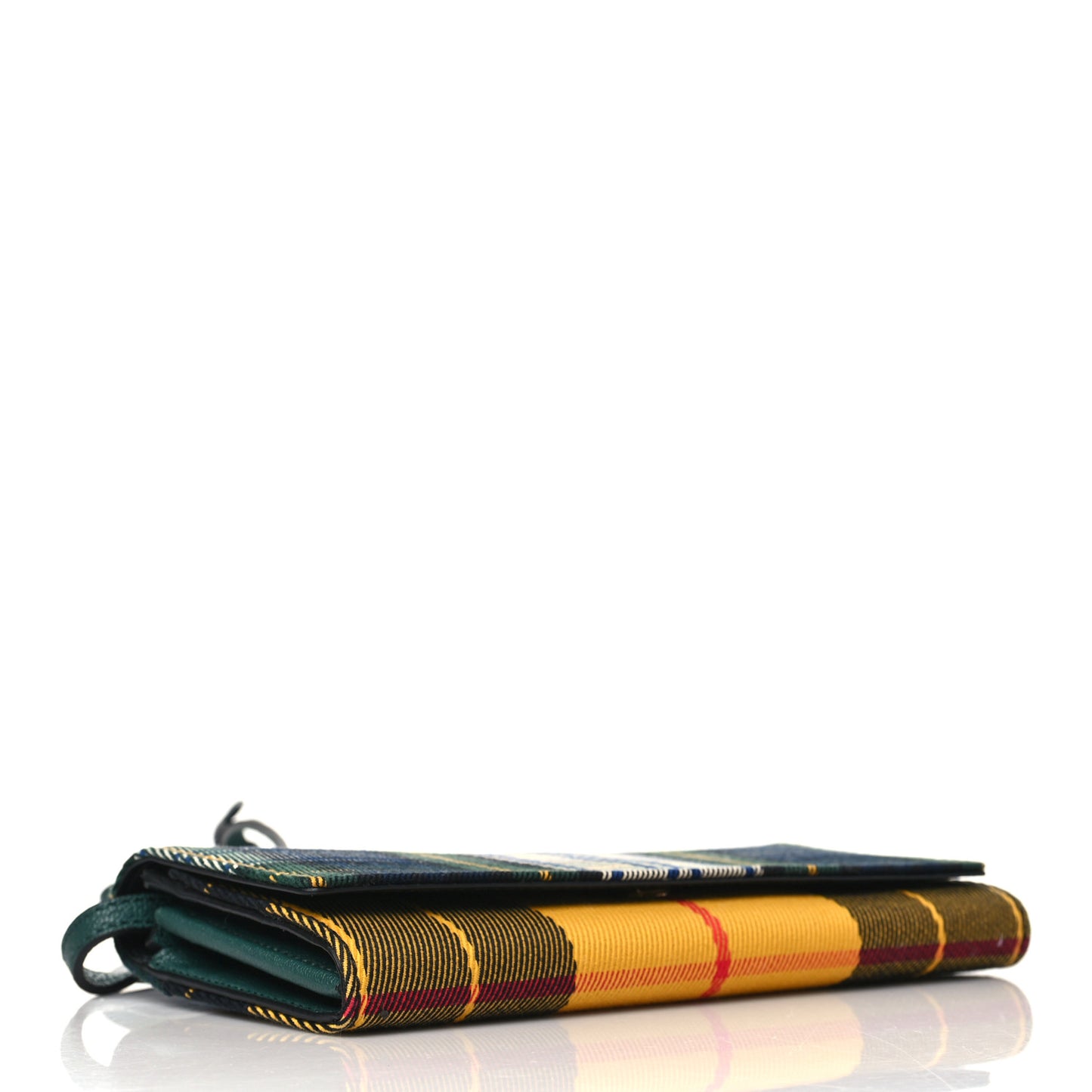 Canvas Tartan Check Mix Henley Wallet on Chain Green Multicolor