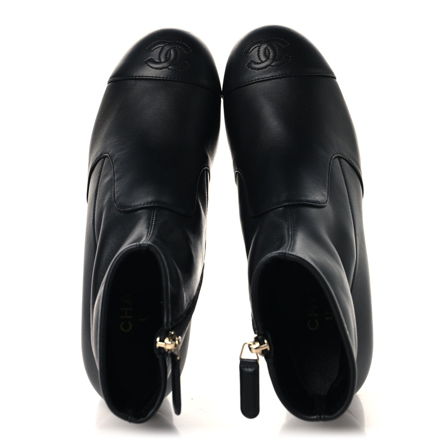 Chanel Stretch Lambskin Cap Toe CC Uniform Short Boots 36 Black 2 of 9
